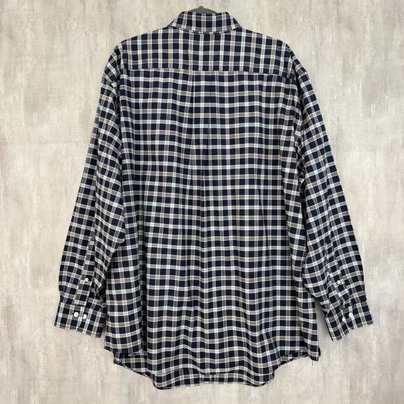 Brooks Brothers Shirt Men’s XXL Blue Plaid Button Front Supima Embroidered Logo - Picture 2 of 12